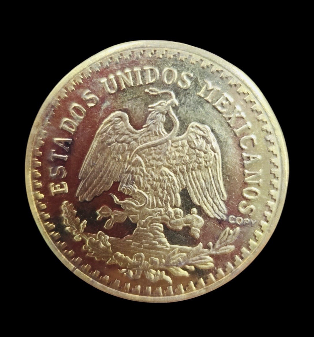 Centenario Coin Custom Solid Yellow 10k Gold 50 Pesos 1947 Mexico Mexican Coin