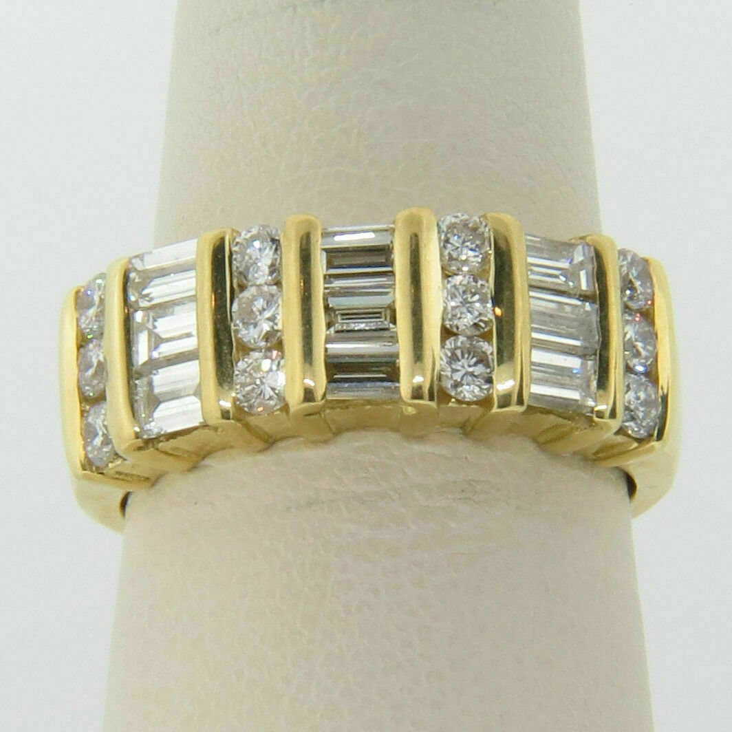 14k Yellow Gold Finish 2.3CT Baguette & Round Simulated Diamond Channel Set Ring