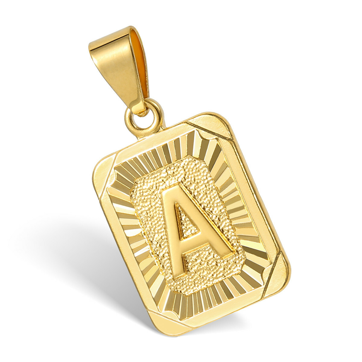 Gold Plated Square Initial Letter A-Z Pendant Necklace 2mm 18-36″ Box Link Chain