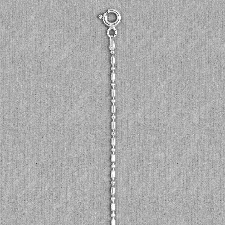 ITALY-925 Sterling Silver BEAD & BAR 1+1 Chain Necklace-Ball and Bar-16″ 18″ 20″