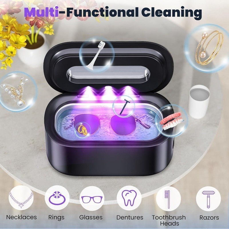 Ultrasonic Jewelry Cleaner 300s Deep Cleaning 48000Hz Dual Mode Portable Machine