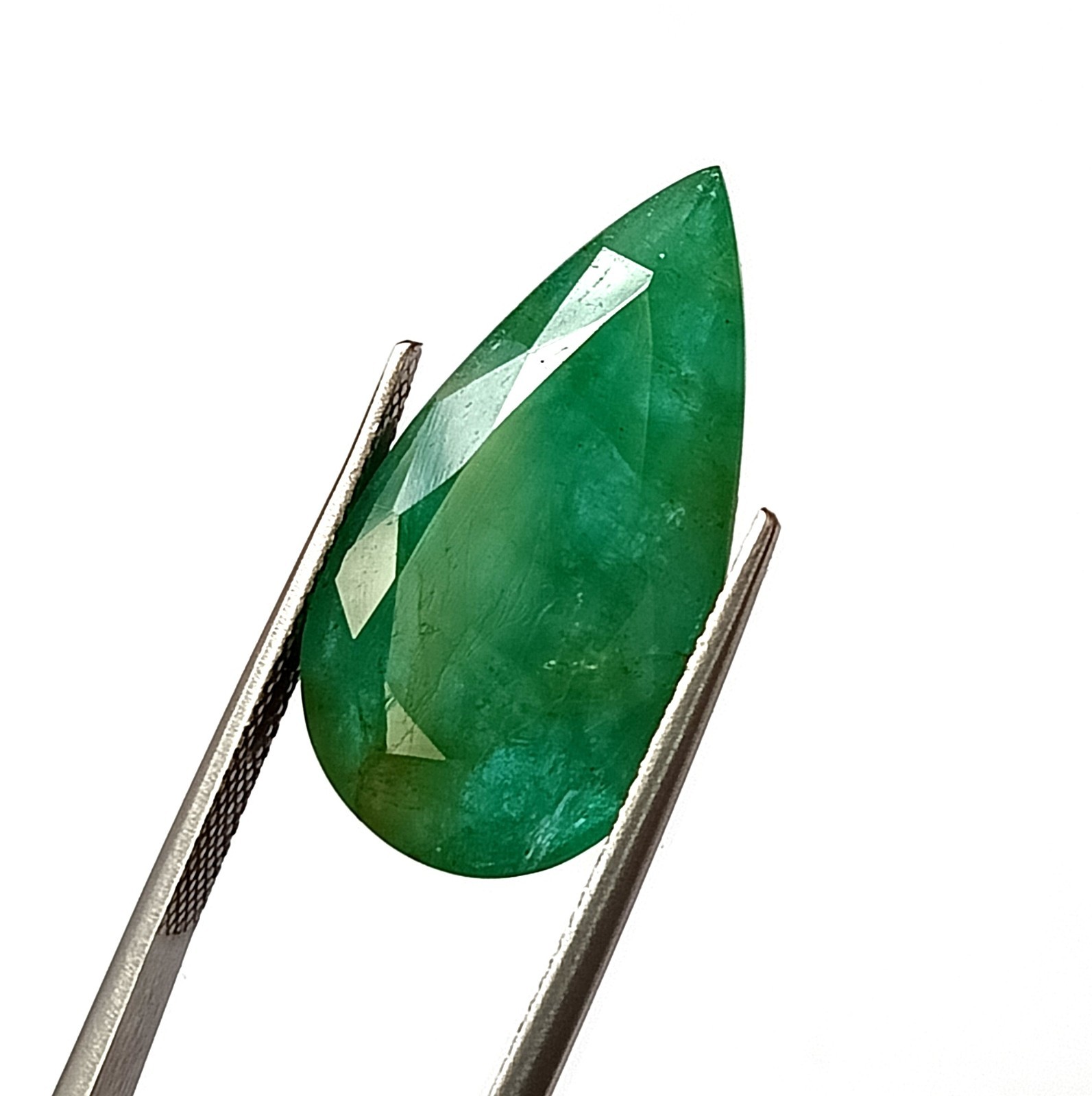 13.45 Carat Pear Shape Natural Zambian Green Emerald Faceted Gemstone 13.3X25 MM
