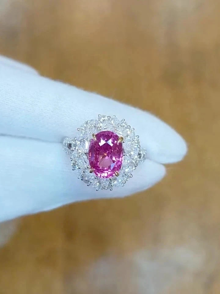 5.85 Ct Natural Pink Sapphire Diamond Engagement Ring 14k Solid White Gold 6 7 8