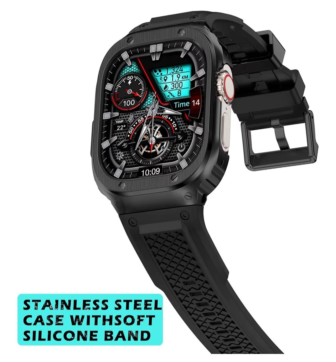 Band with Stainless Steel Case Compatible Apple Watch Series Ultra 1 2 3 49mm
