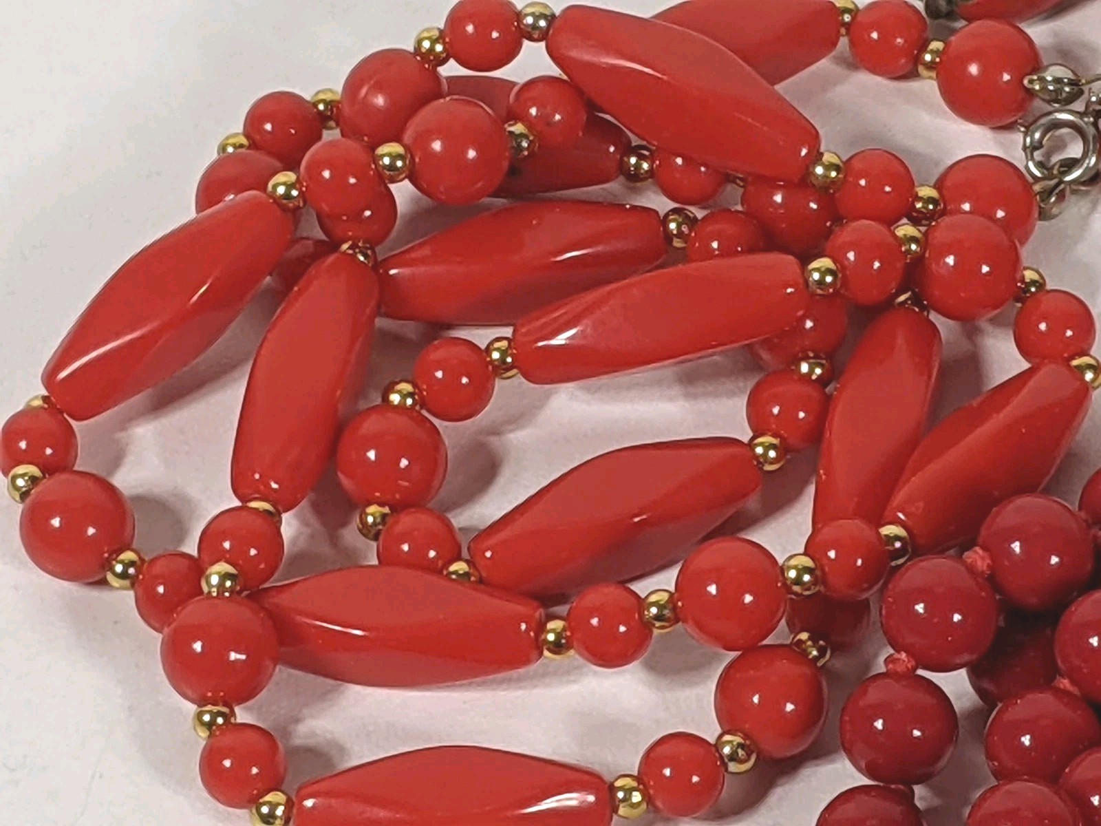 Red Jewelry Lot Necklaces Earrings Charms One Trifari & Unbranded All Vintage 8p