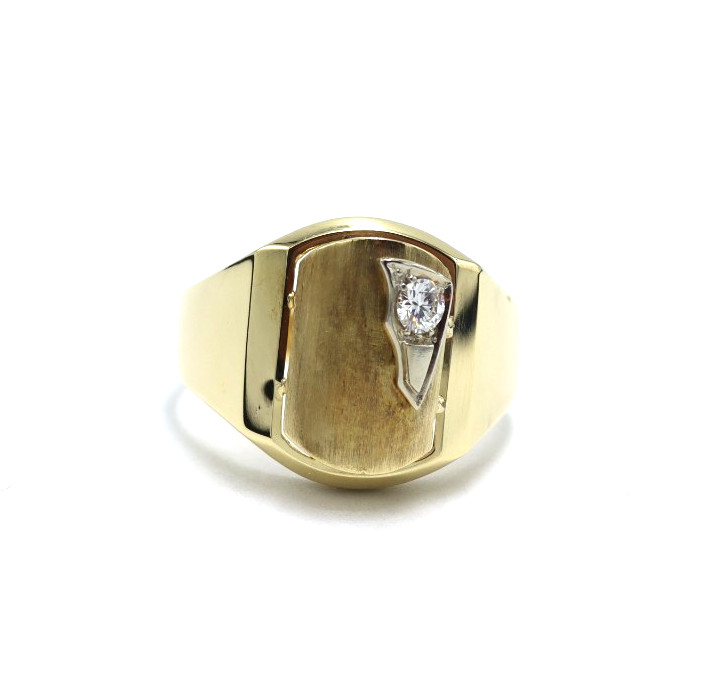 Vintage Men’s Ring Natural Diamond 0.27 Ct VVS2-G In 18K Solid Gold