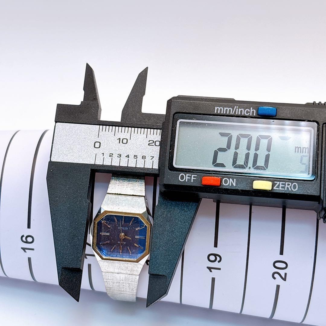 Working CITIZEN Special Cut Glass Manual Winding Octagonal Blue Watch