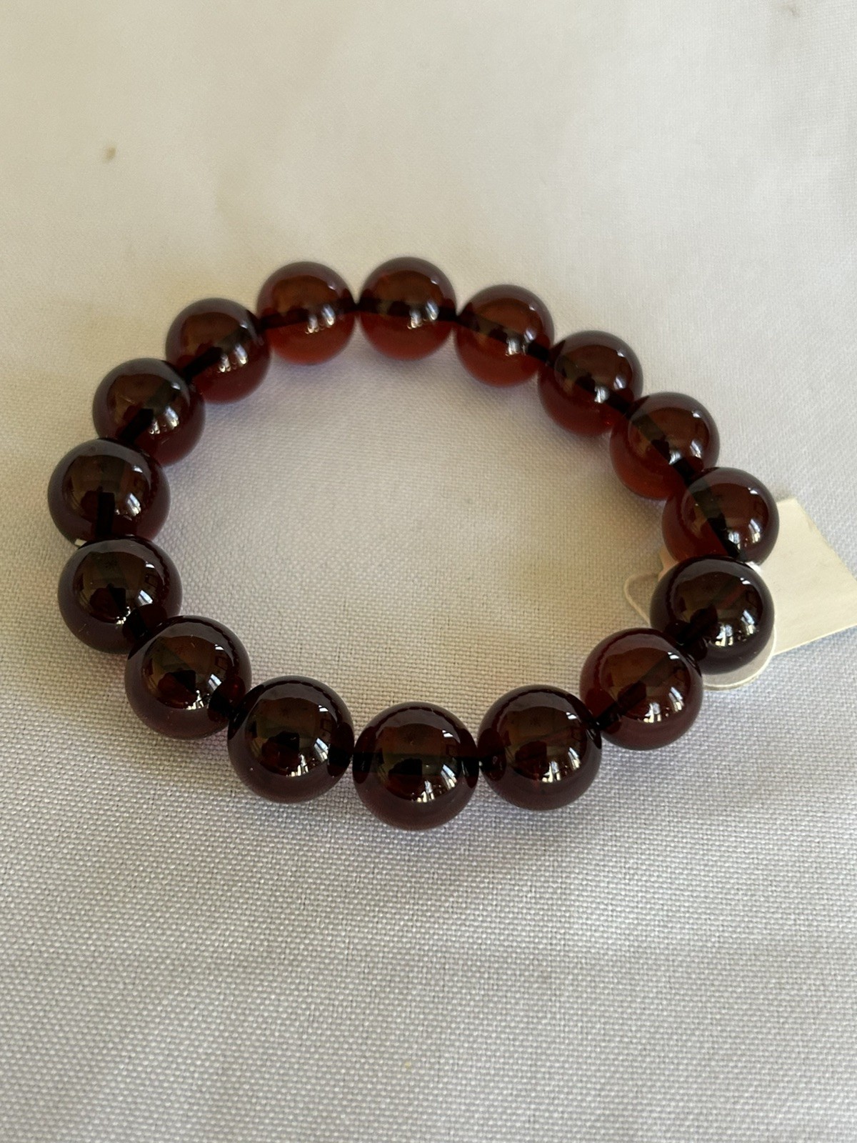 Cherry Baltic Amber Round Beads Bracelet, 100% Natural Amber 12mm, 18.1grams