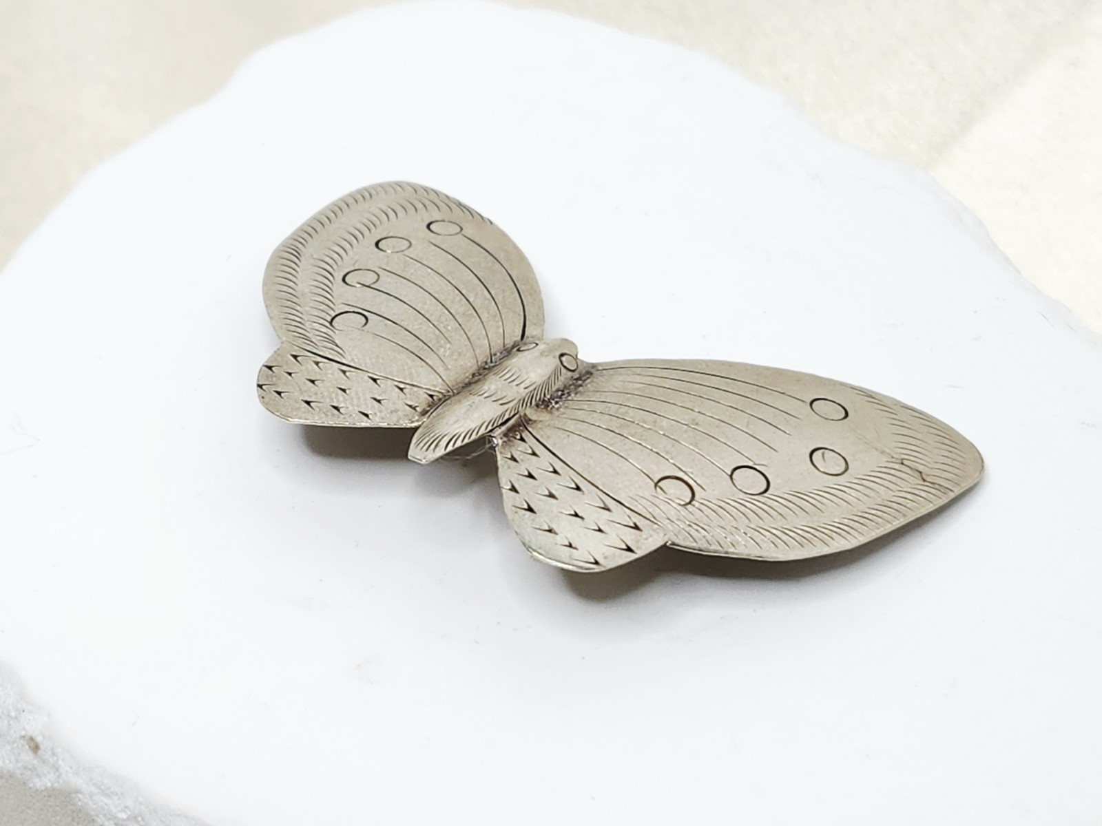 Vintage Nickel Silver Butterfly Brooch- 2 1/4″ W