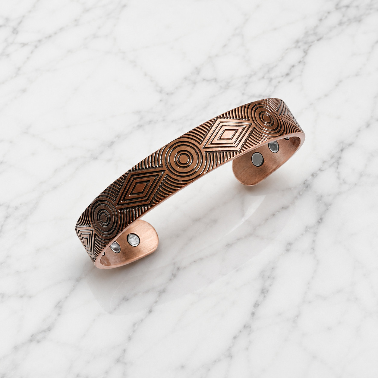 Artisan Pure Solid Copper Magnetic Bracelet Arthritis Therapy Cuff Geometric