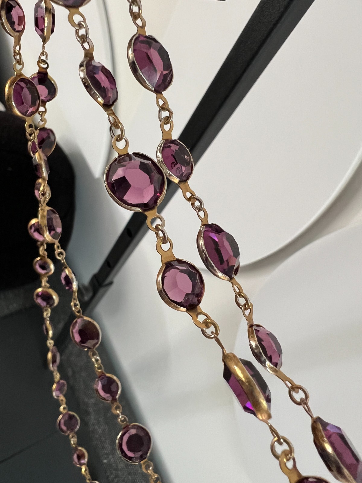Vintage CHANEL Gripoix Amethist Crystal Sautoir Necklace (1980s)