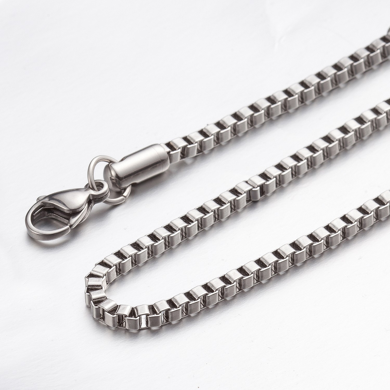 2mm 16″-40″ Silver Stainless Steel Box Necklace Chain Sb27 USA Seller