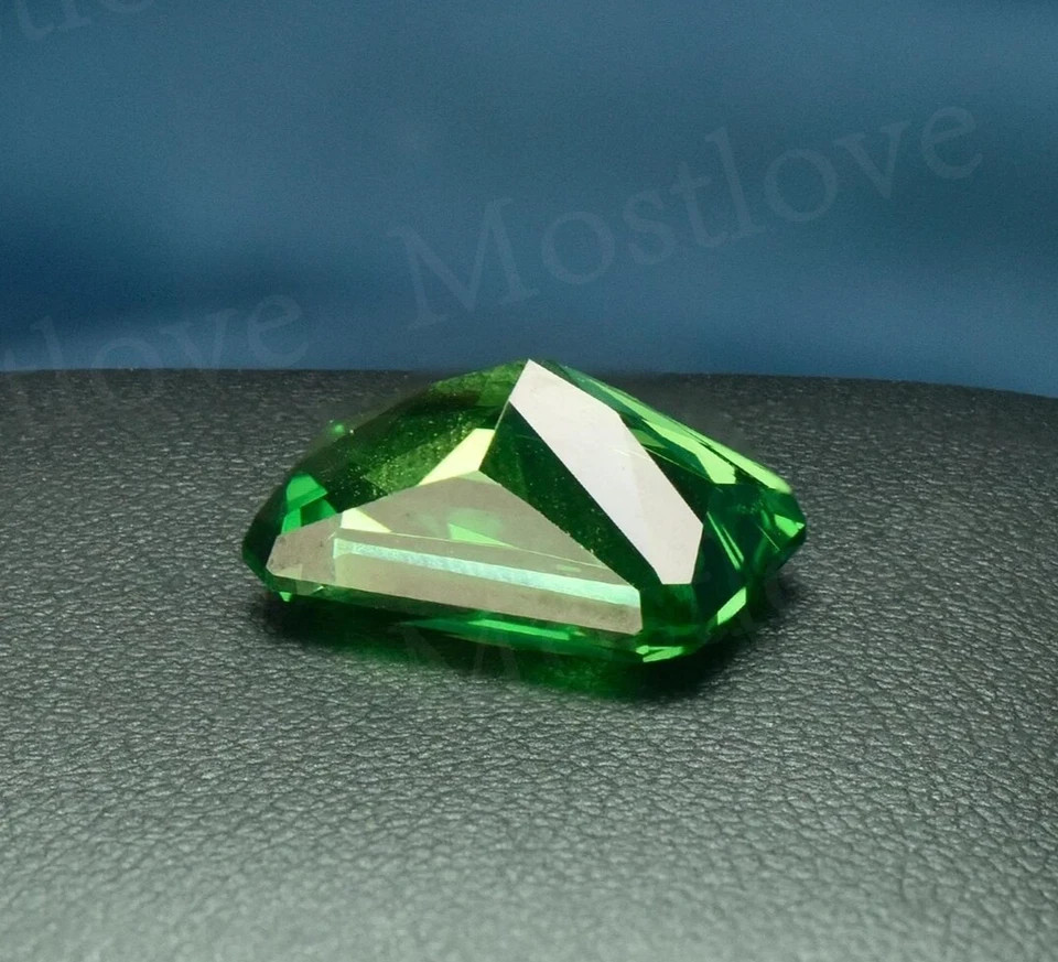 32 Ct EGL Certified Natural Flawless Green Zircon Emerald Cut Loose Gemstone