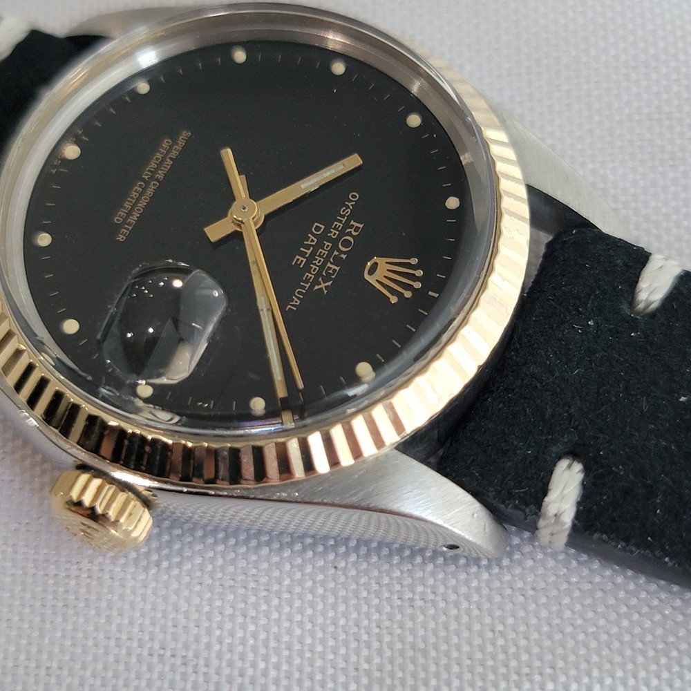 Rolex Oyster Perpetual Date 1500 35mm 14k Gold SS 1970s Mens Automatic RA624B