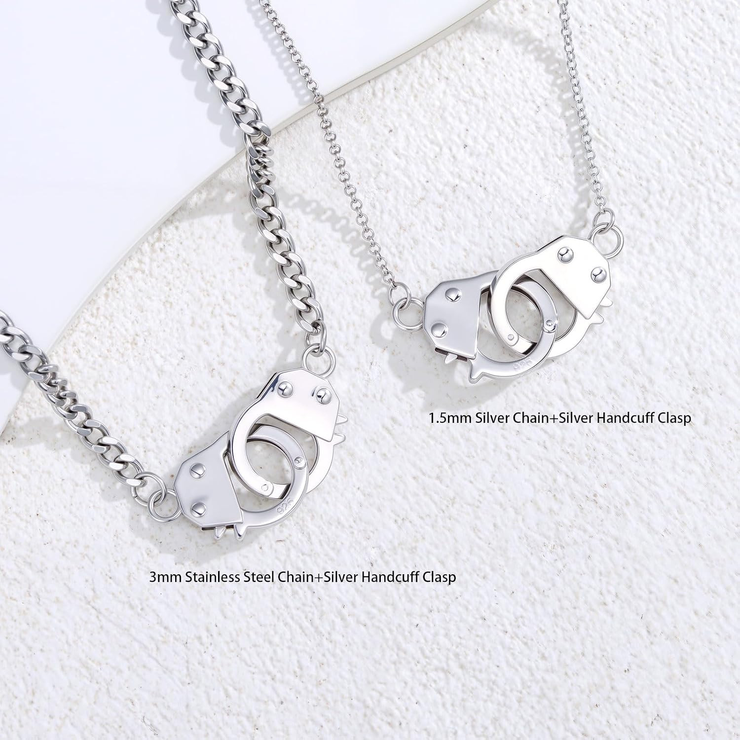 925 Sterling Silver Handcuff Choker Necklace – Hypoallergenic Punk Jewelry