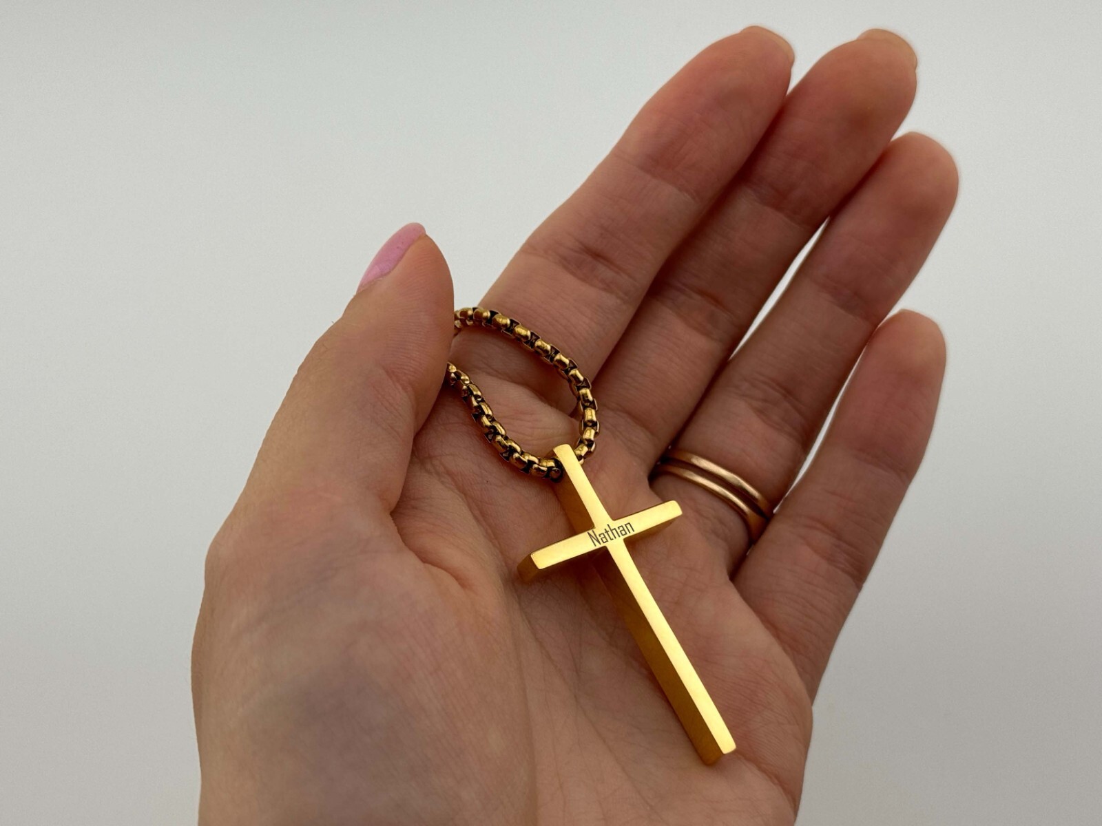 Personalized Engraved Cross Necklace Christian Catholic Easter Gift Pendant