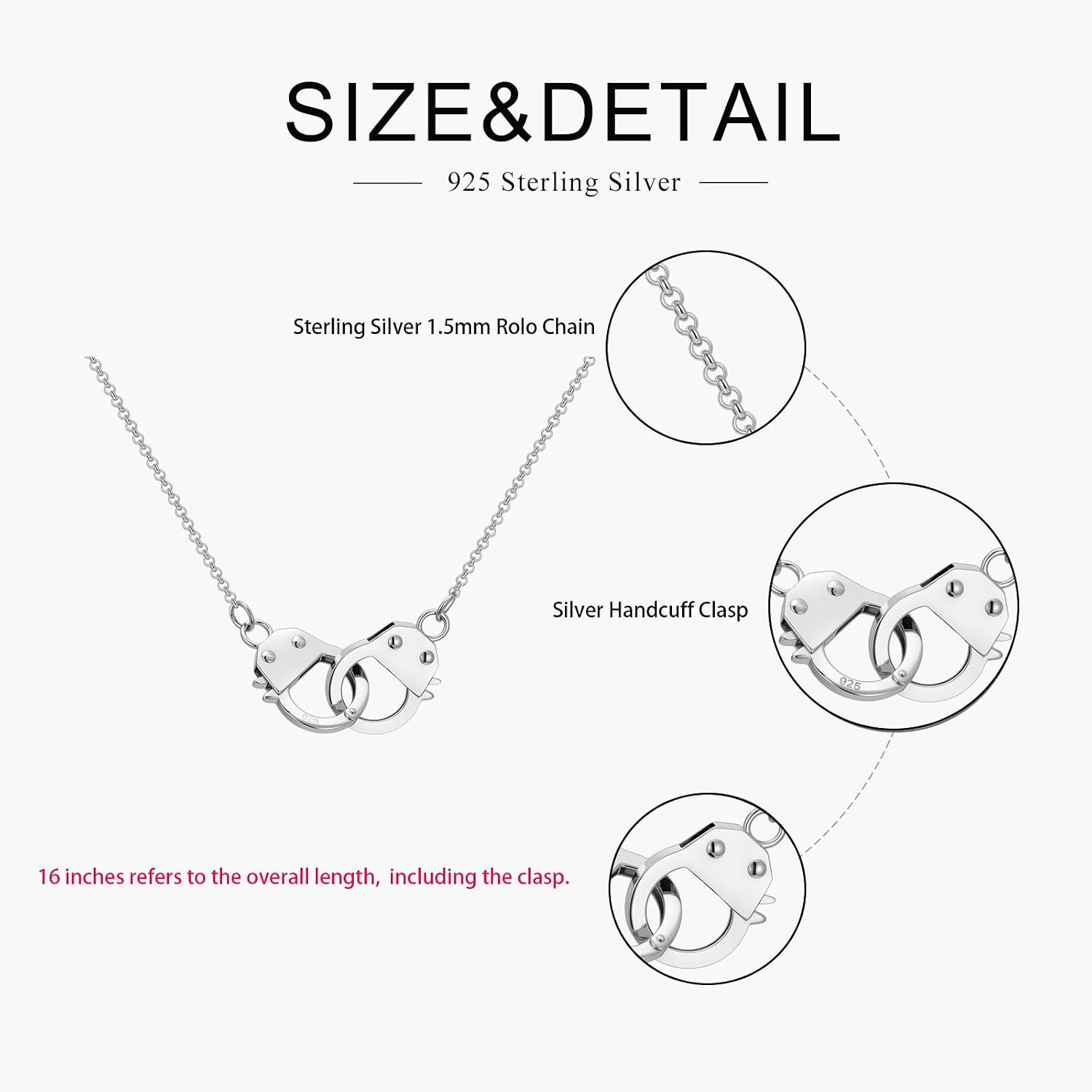 925 Sterling Silver Handcuff Choker Necklace – Hypoallergenic Punk Jewelry