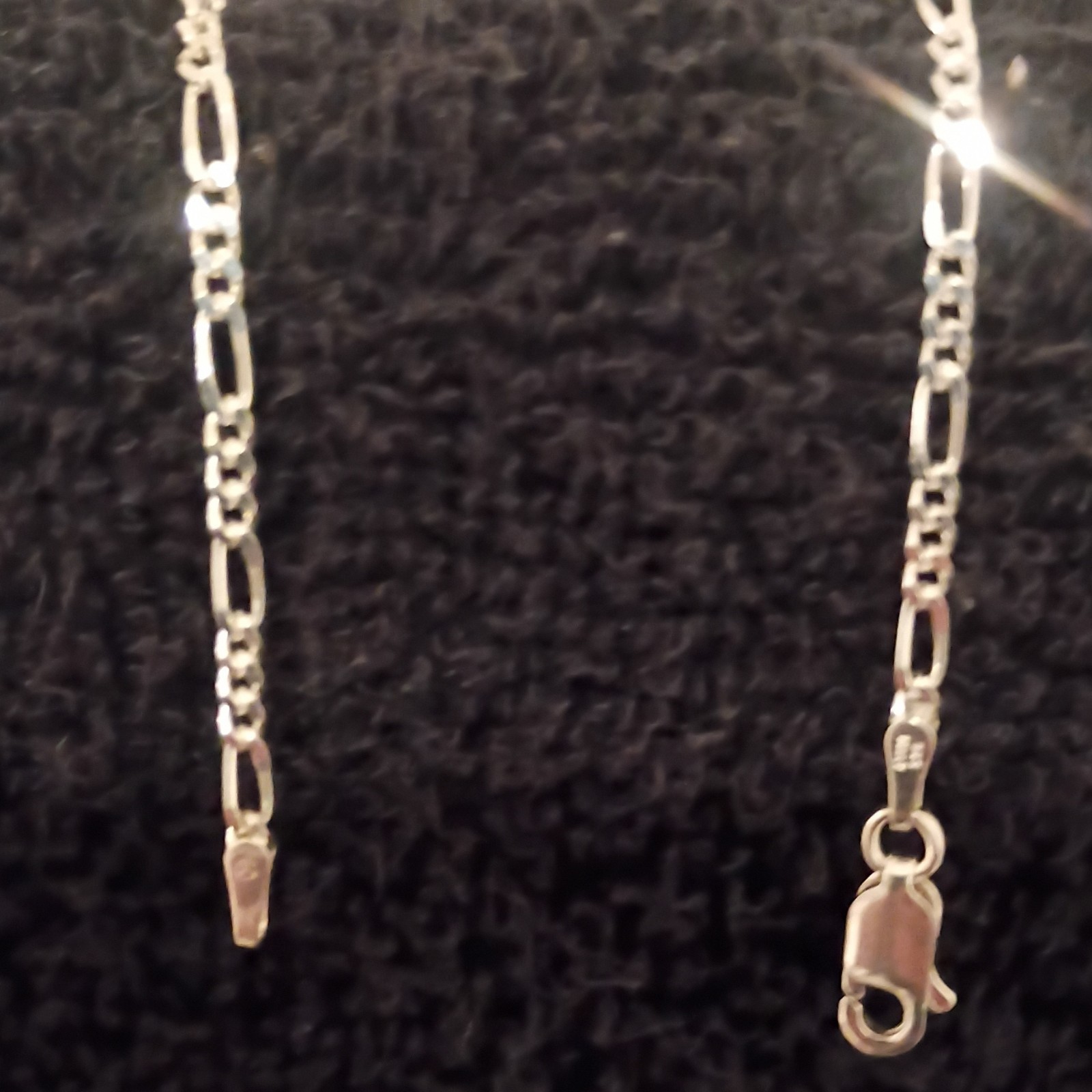 Sterling Silver .925 Diamond Cut Figaro Chain Anklet Lobster Clasp 8 Inch 2mm