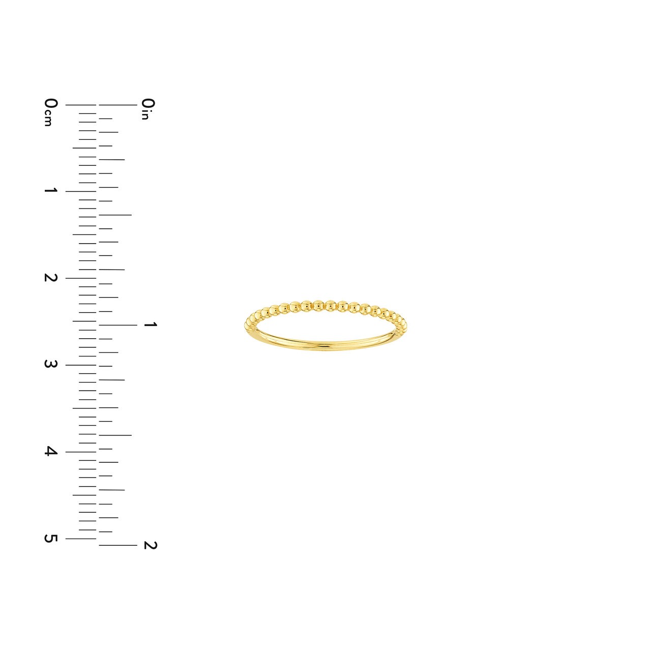 1.6mm Beaded Single Row Ring Real 14K Yellow Gold All Sizes