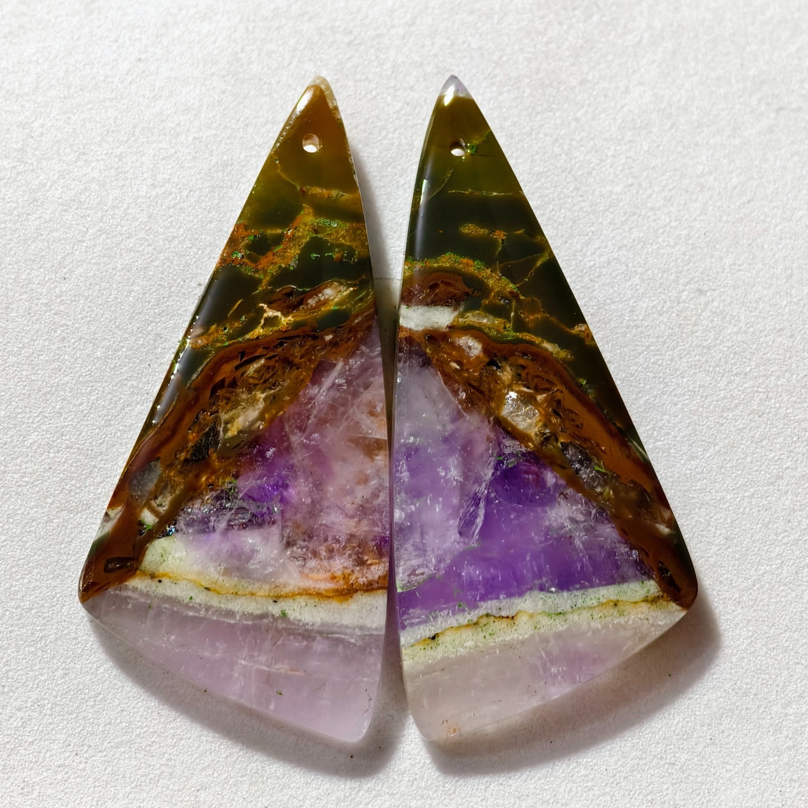 53 Cts Natural Amethyst Drilled Pair Cabochon Gemstone For Earrings 44 X 20 MM