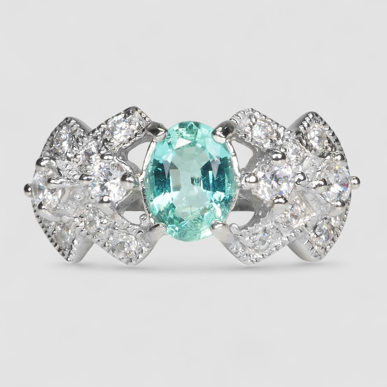 COLOMBIA NEON BLUE GREEN EMERALD 1.05CT 925 STERLING SILVER FINE JEWELRY RINGS