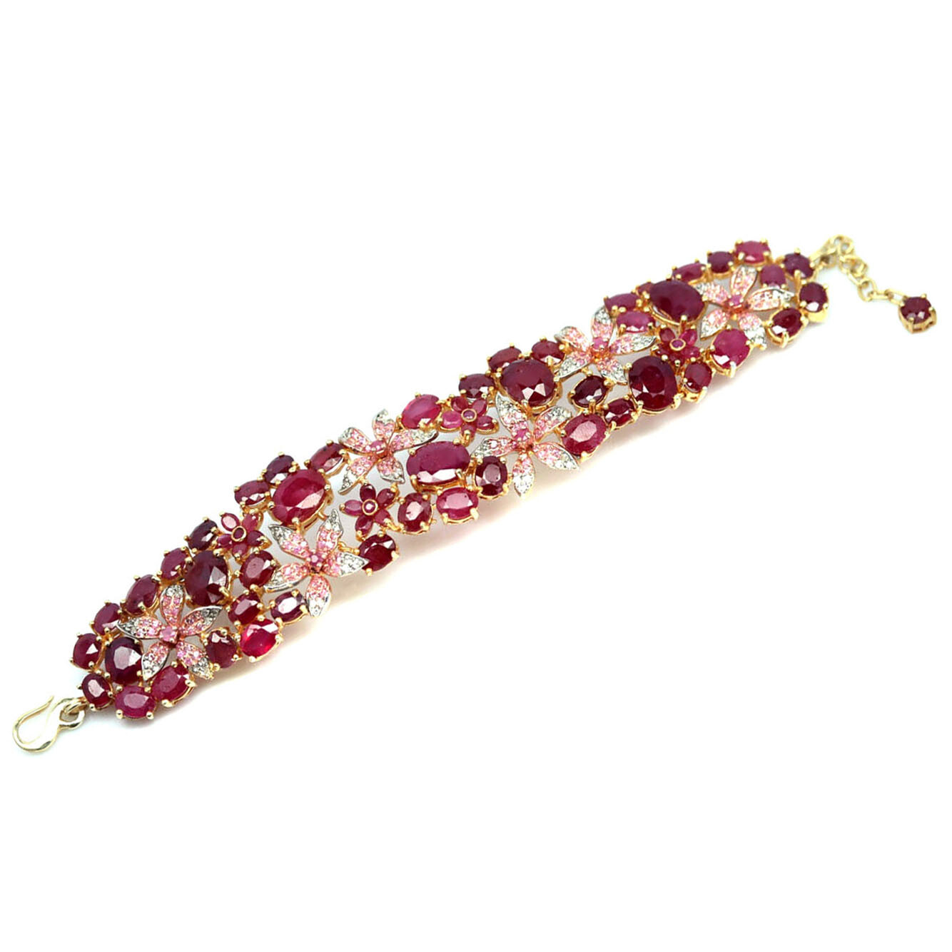 Red Ruby Bracelet 925 Sterling Silver Sapphire Zircon Statement 9.5