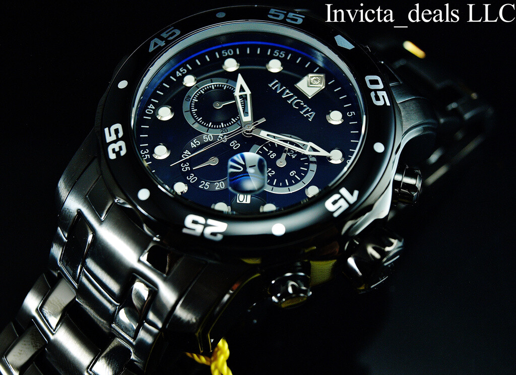 NEW Invicta Men’s 48mm Pro Diver SCUBA Chronograph COMBAT Triple Black SS Watch