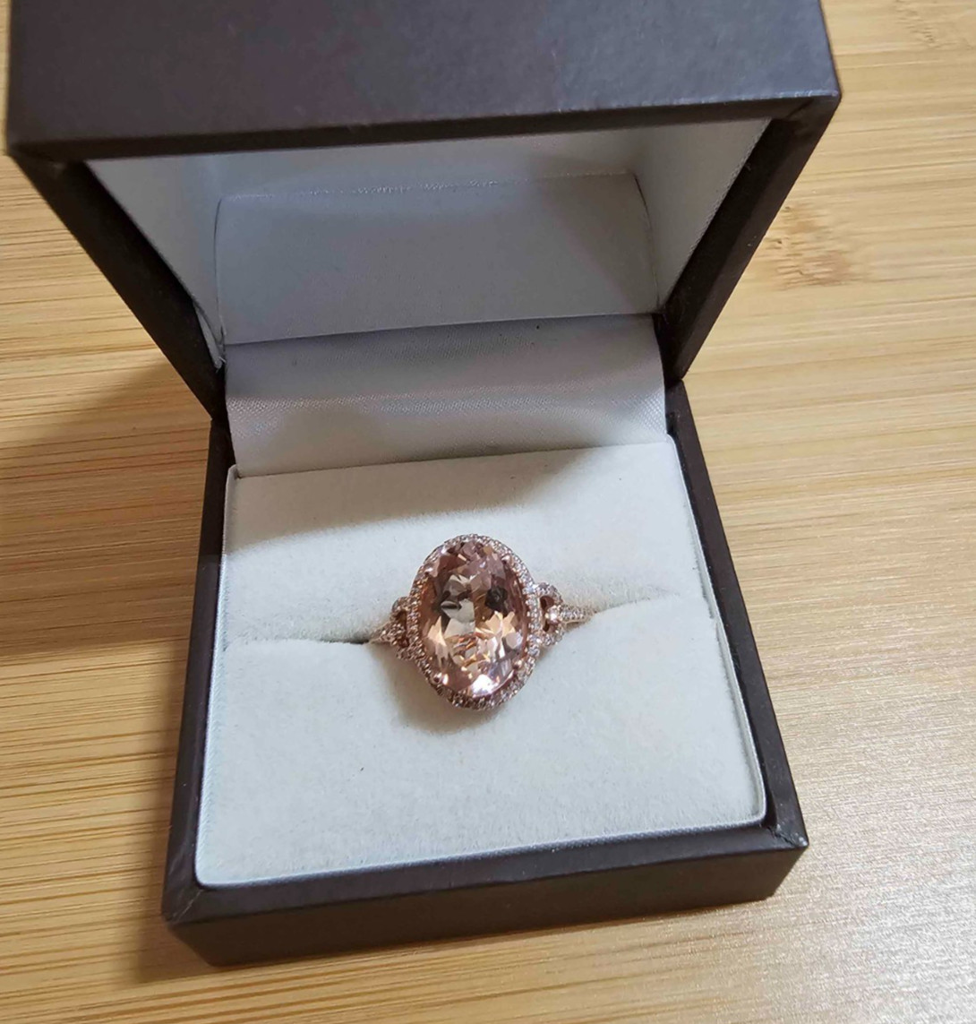 EFFY Collection Oval Morganite Rose Gold 1/4 Ct. Diamond Ring 14K 4.3 grams