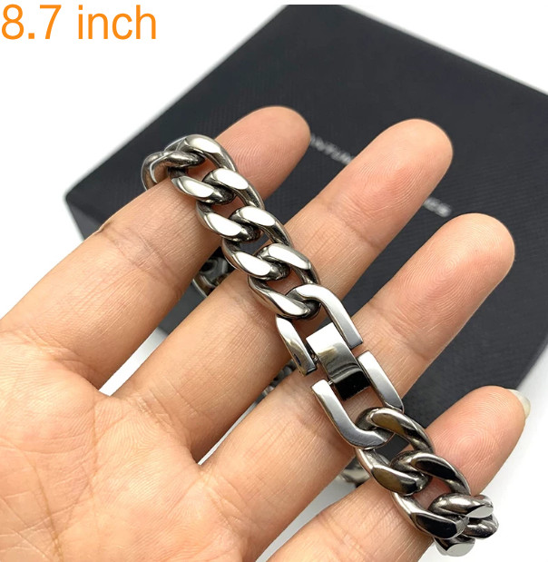 Pure Titanium Bracelet Polished 2-Side 10.5mm Wide 8.7″ Anti Allergic Classic