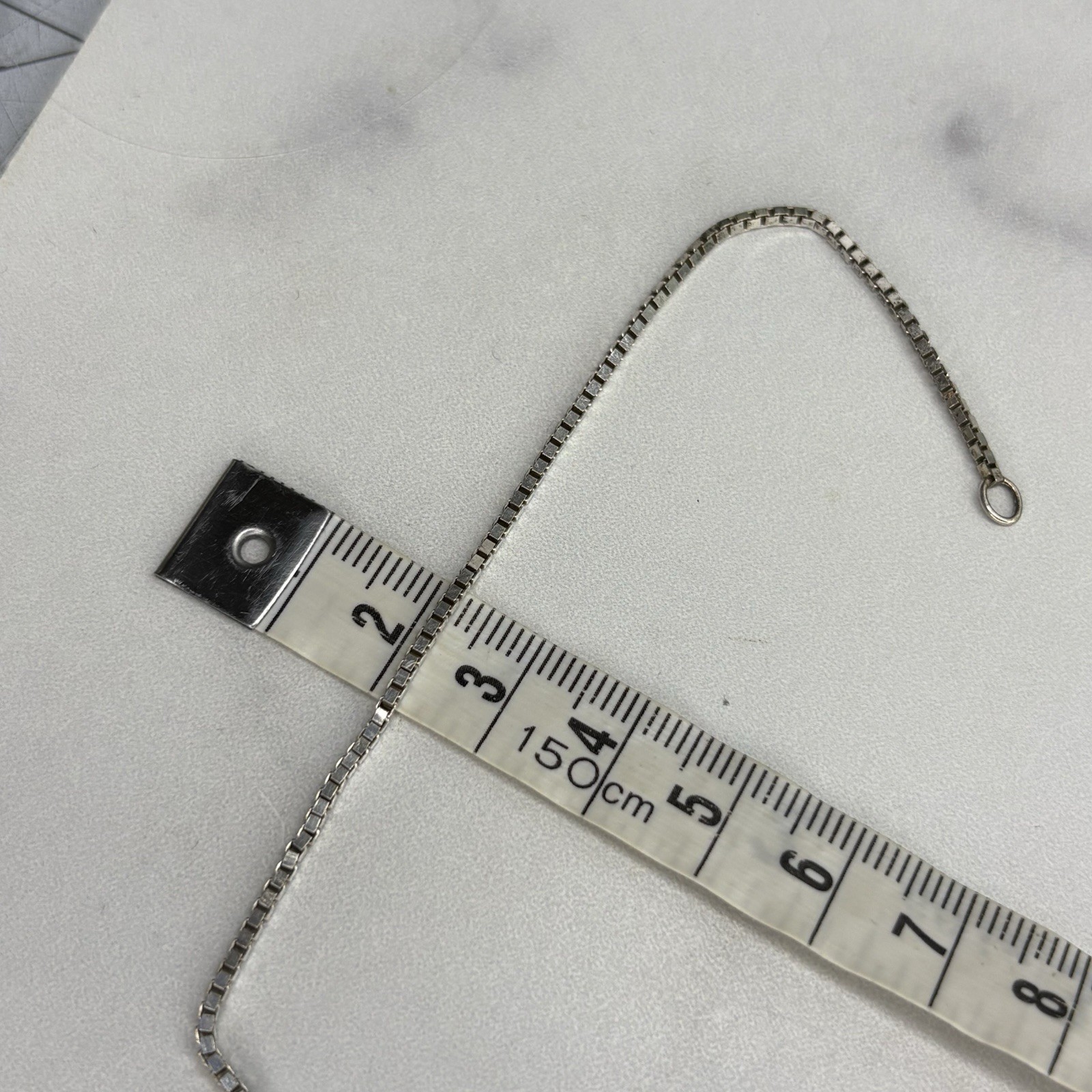 Ciani Sterling Silver 2mm Box Link Chain Bracelet Italy Scissor Clasp 6.75”