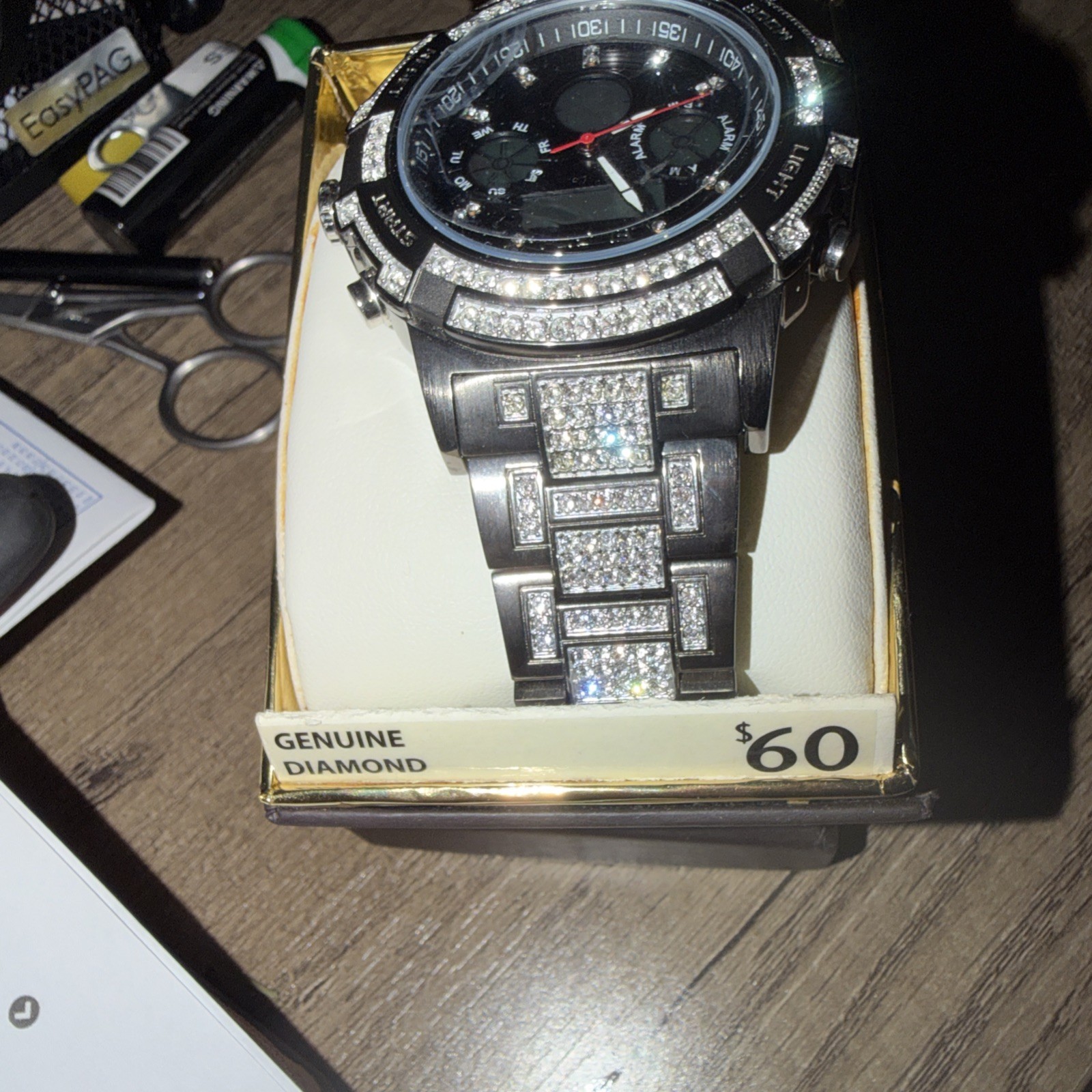 ELGIN Men’s Round Analog/Digital Dual time Chronograph Crystal Watch