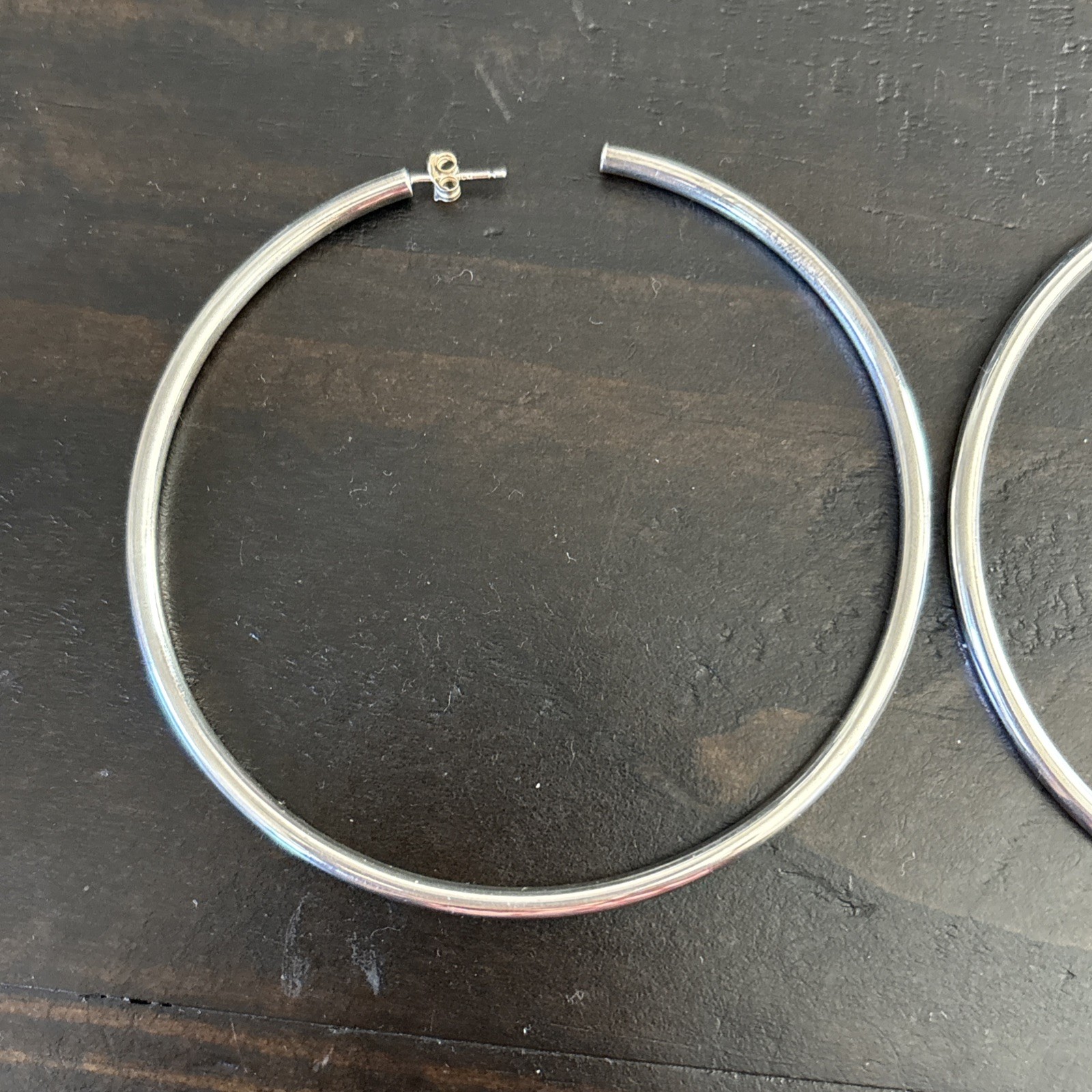 925 Sterling Silver 2 3/4-3 Inch Hoop Earrings 8.2 Grams