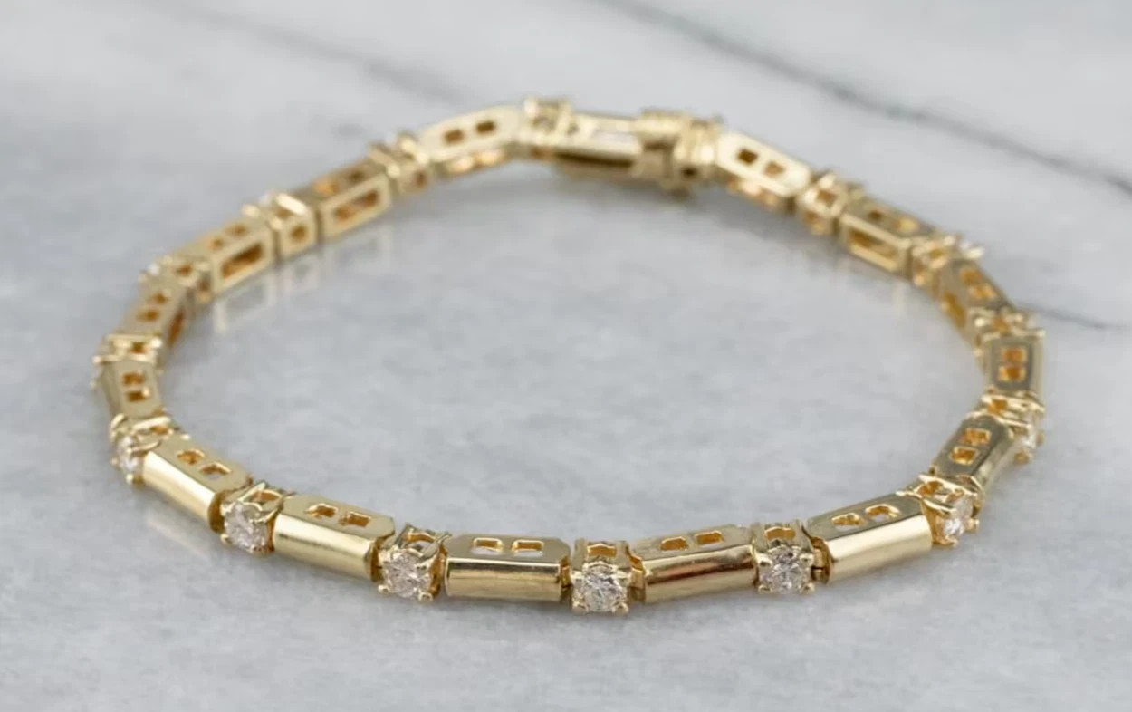 14K Yellow Gold Finish 4Ct Diamond Round Cut Lab Created Women’s Tennis Bracelet