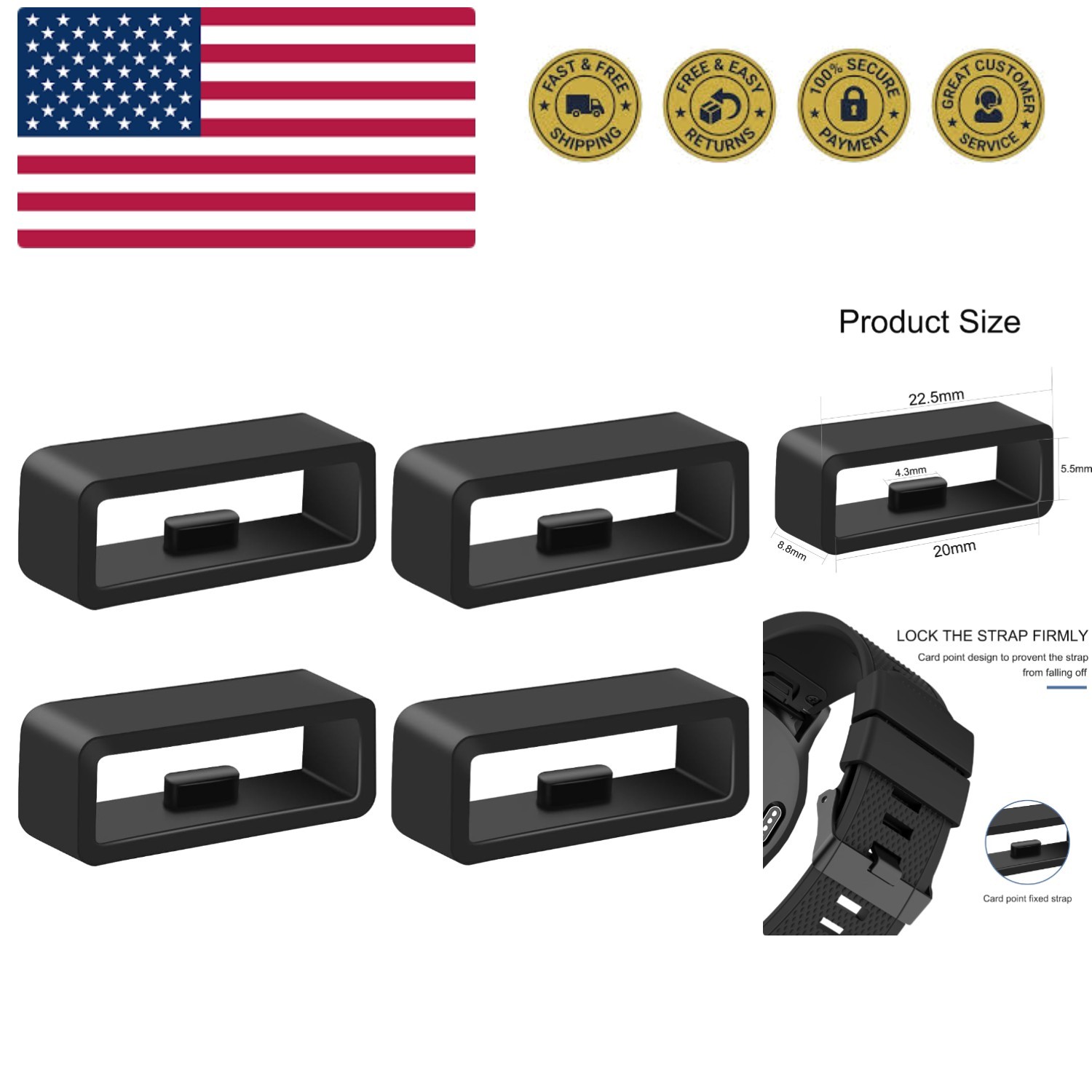Band Keepers for Garmin Vivoactive 5 3/Forerunner 645 245 165 55/Venu Sq/Vivo…