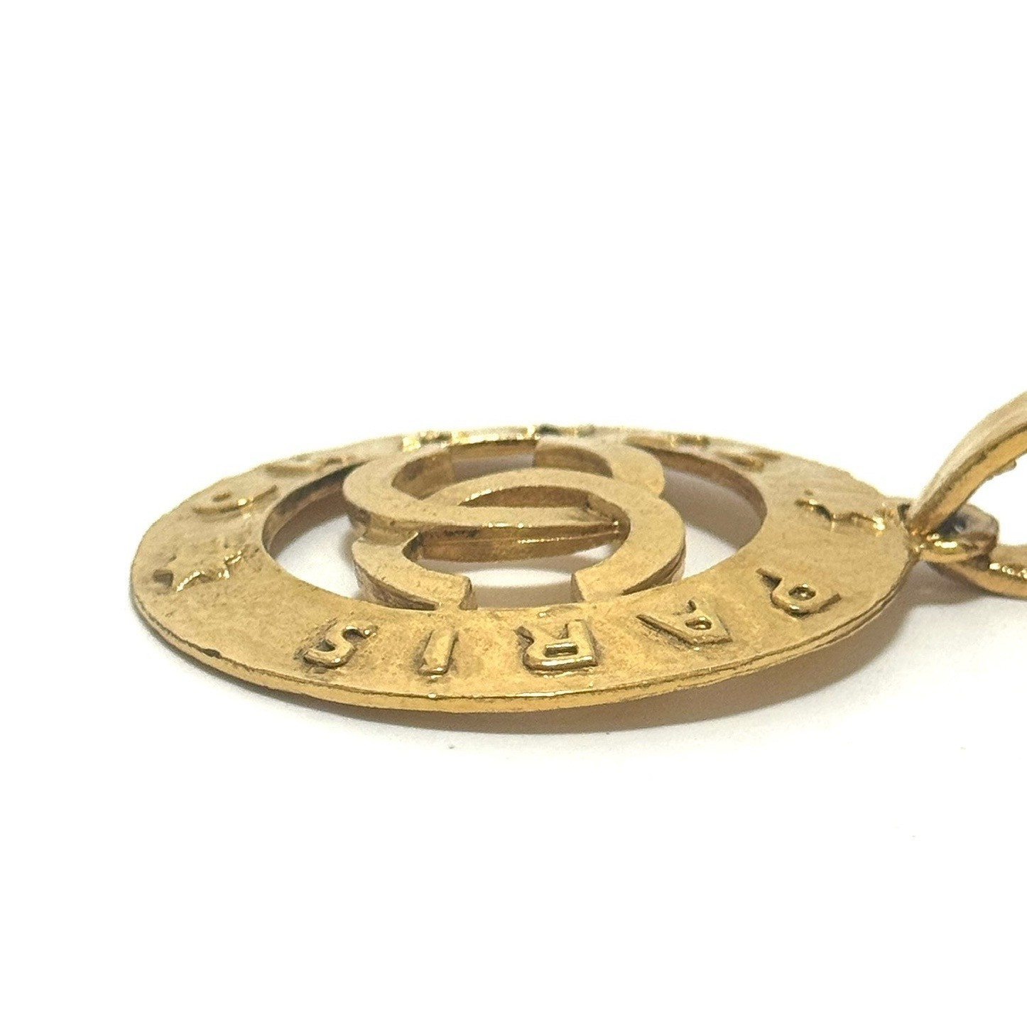 CHANEL 3027 COCO Mark CC Logo Round Necklace Gold Vintage Authentic JAPAN