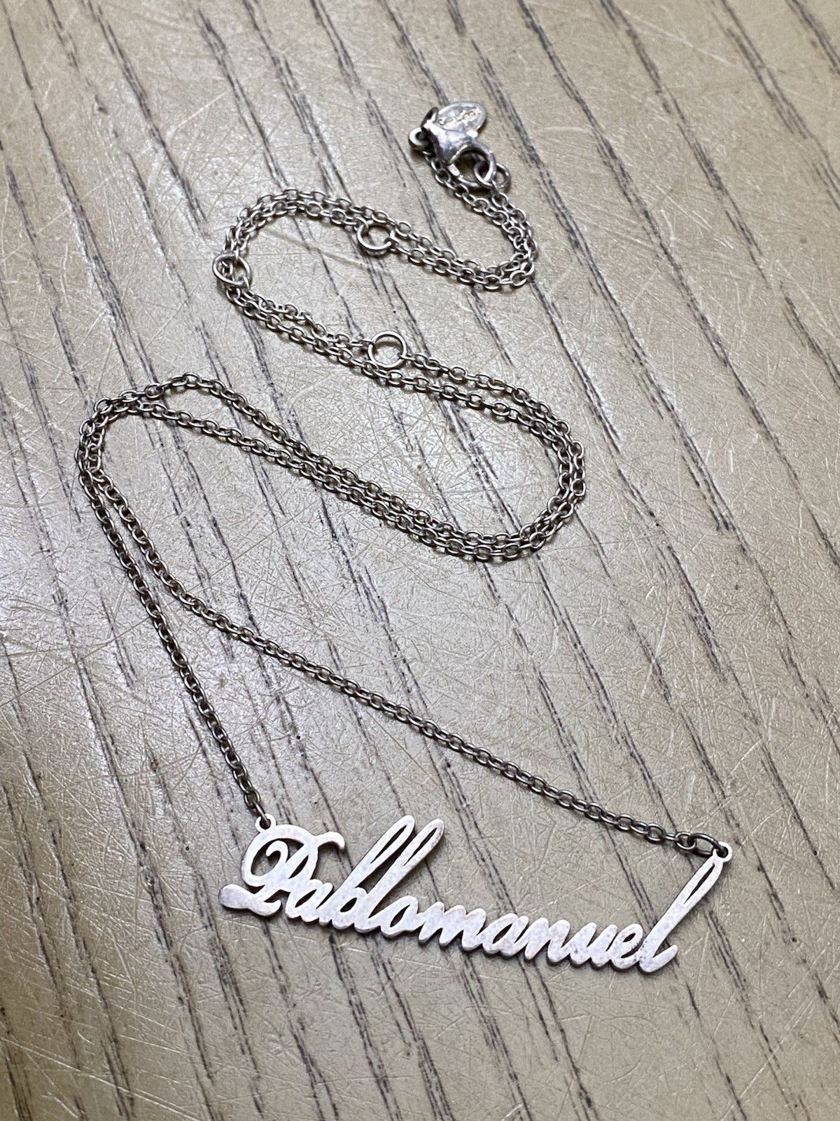 18 Inch 925 Sterling Silver “Pablomanuel” Name Neclace By Designer Soufeel
