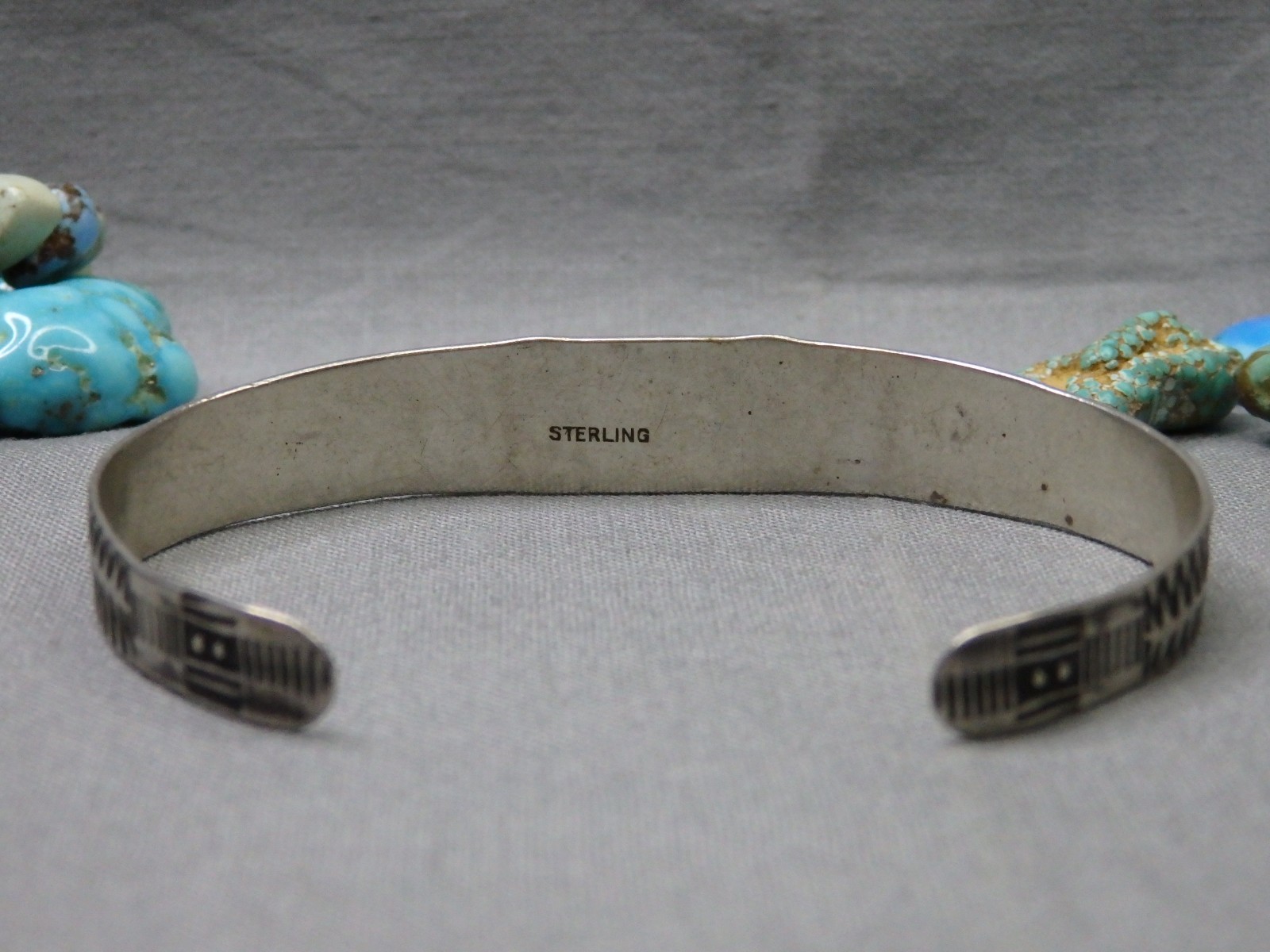 Fred Harvey Era NAVAJO Natural NEVADA TURQUOISE Sterling Silver Cuff Bracelet