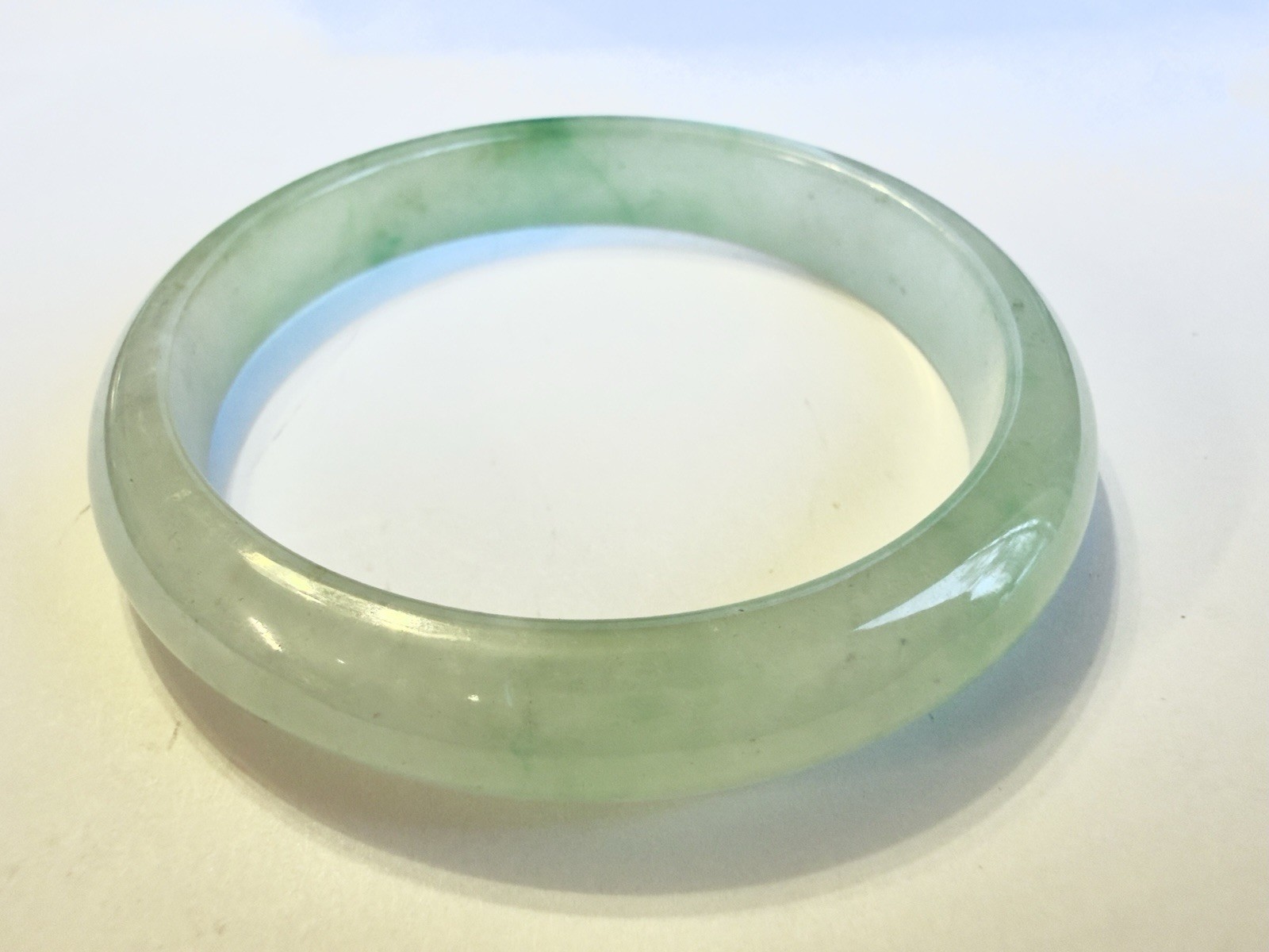 Vintage JADE Bangle Bracelet, Icy Green, Semi-translucent, 40g