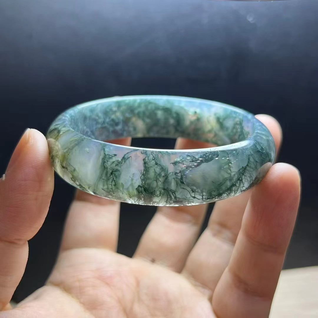 61mm Natural Clear Aquatic Agate Crystal Quartz Gemstone Bangle