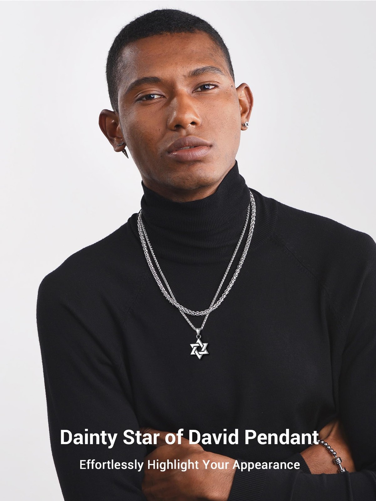 Star Of David Stainless Steel Necklace Pendant for Men Cool Chains Jewish Jew…