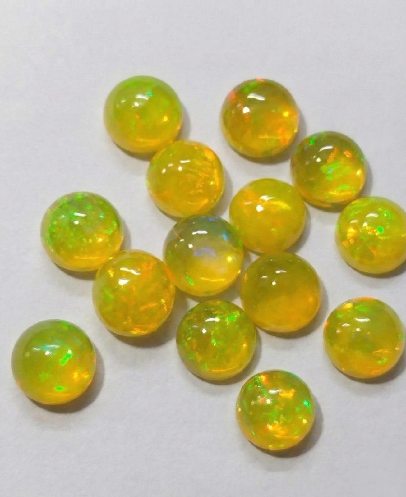 Natural Yellow Ethopian Opal Round Cabochon 3mm To 10mm Loose Gemstone