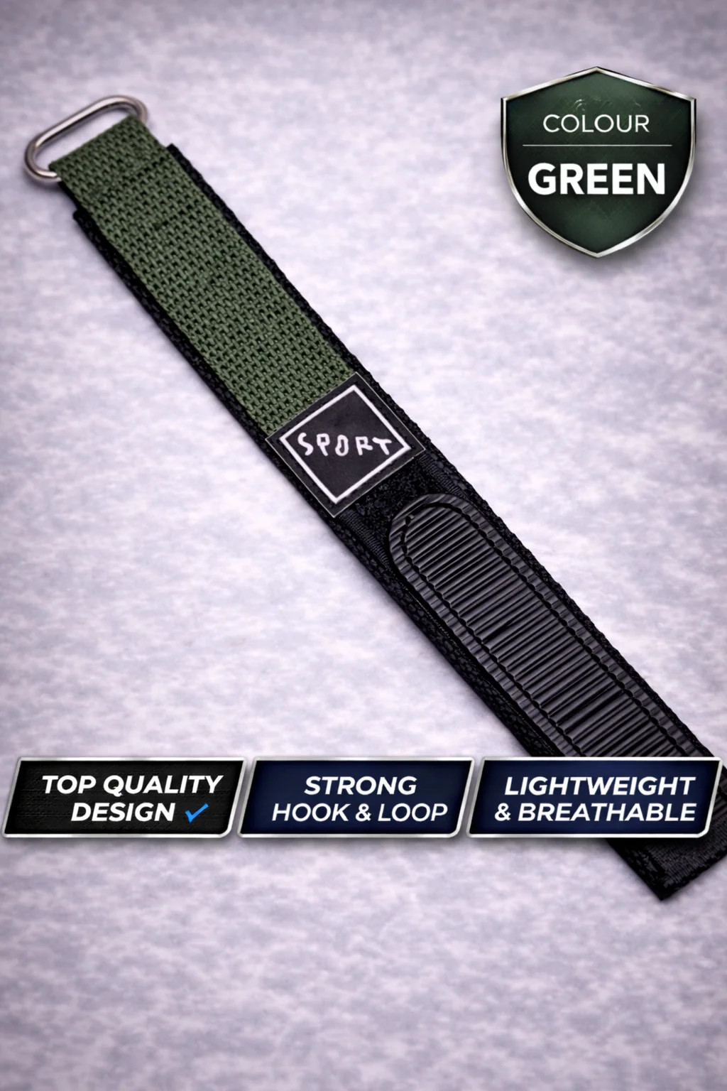 Sport 14mm Green Tough Secure Hook & Loop Nylon Watch Band Strap Ladies Women’s
