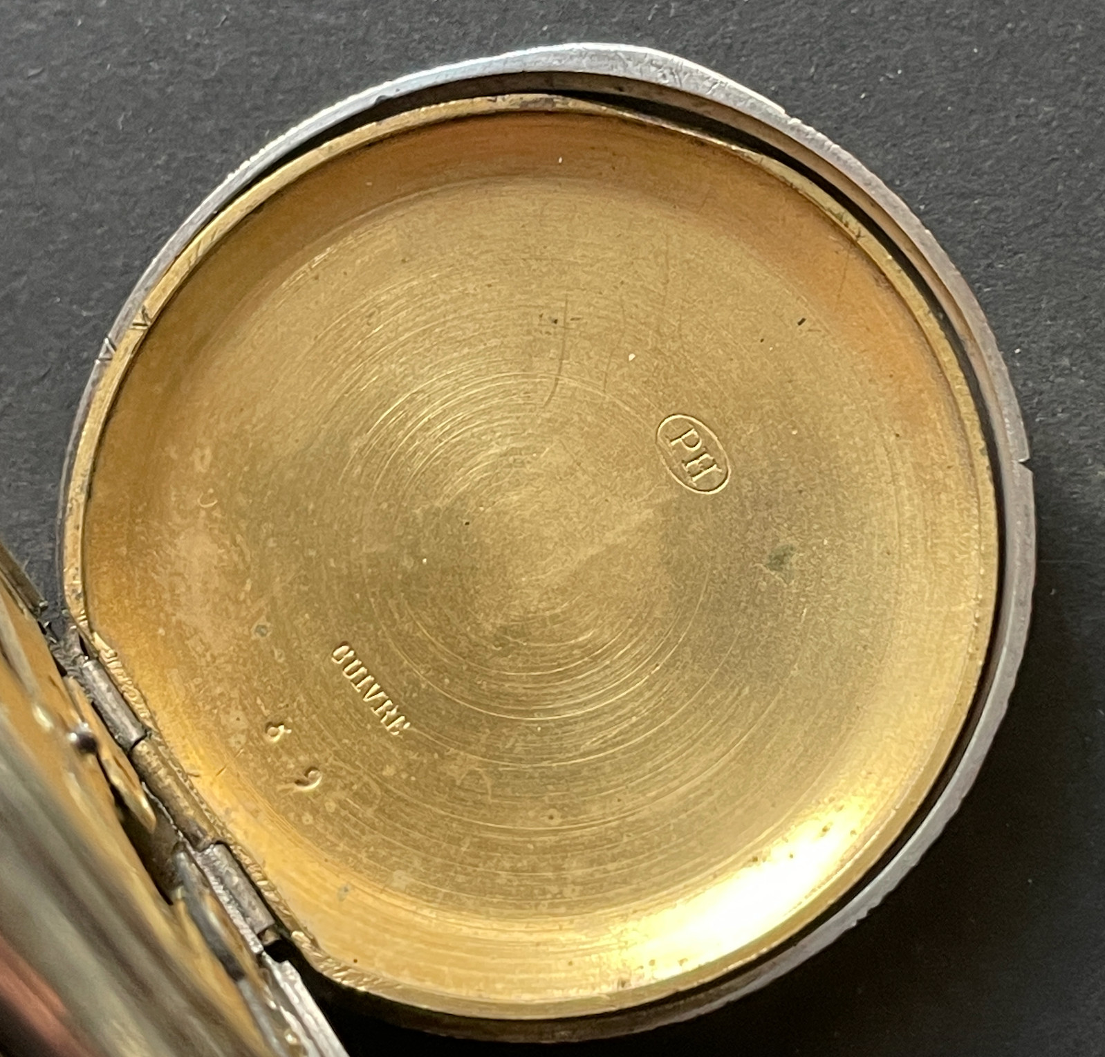 Antique Cylindre Pocket Watch Parts/Repair 45.4mm Two-Tone Case Silver 6j Swiss
