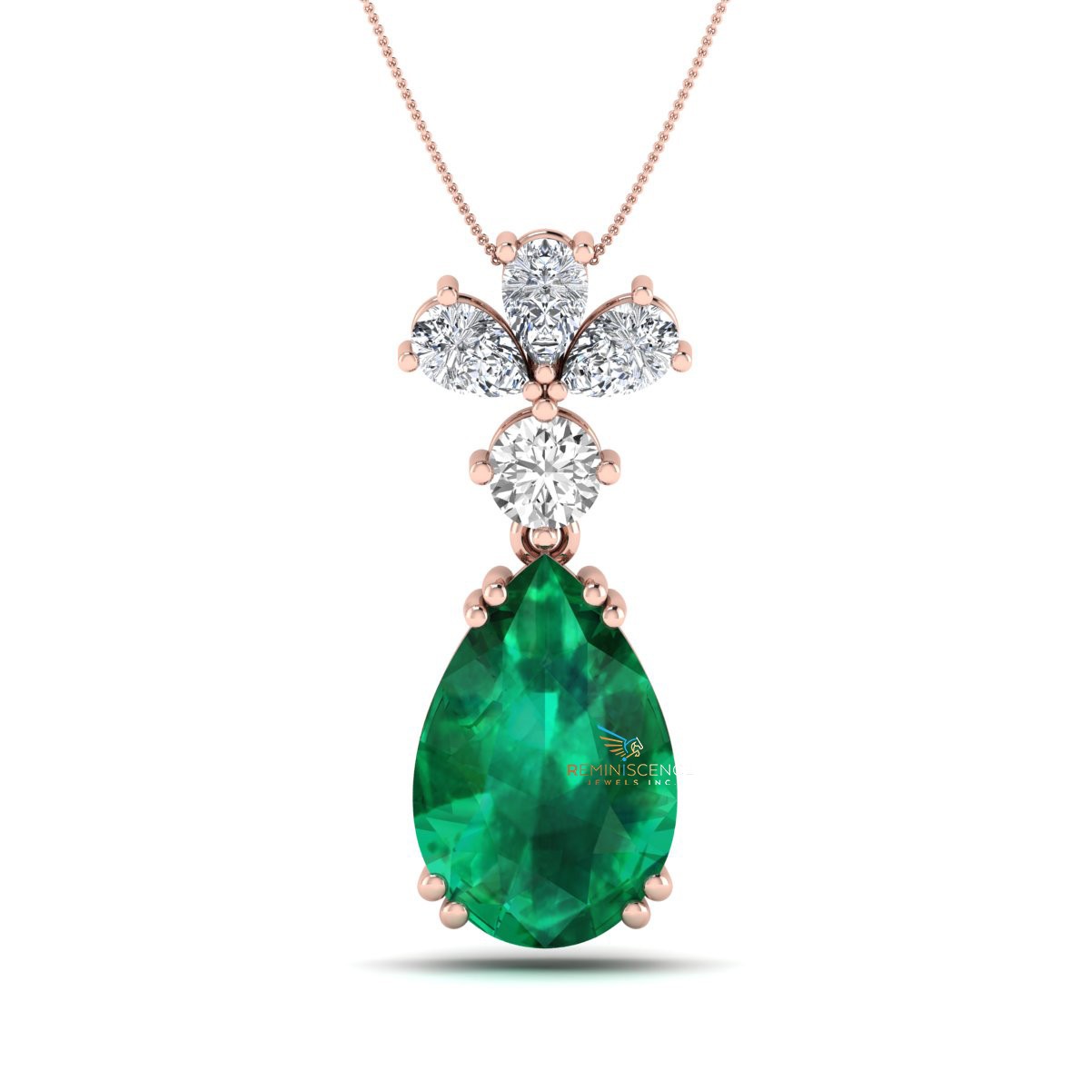 Pear Cut Lab Grown Diamond 14K White Gold Stylish Teardrop Women’s Necklace