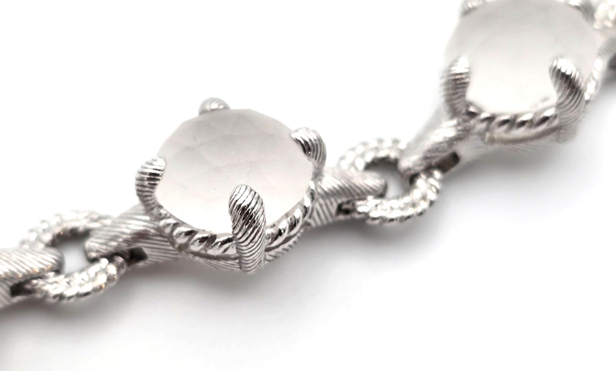 Judith Ripka Frosted Quartz Sterling Silver Bracelet 7.5″ Long