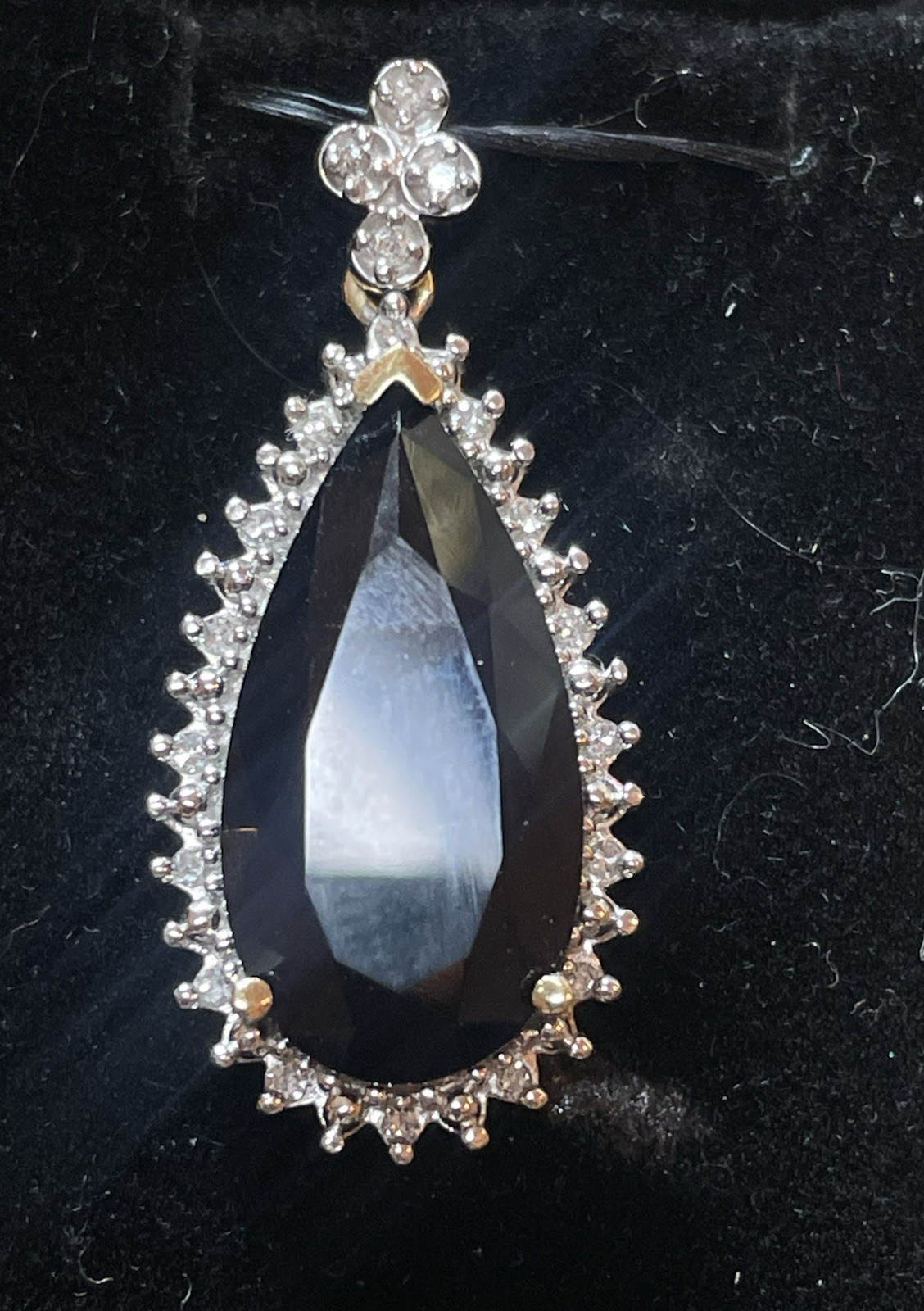 14K GOLD BLACK ONYX & DIAMOND PENANT SIGNED AJ NATURAL DIAMONDS 4.1 GRS 1.2 ‘L