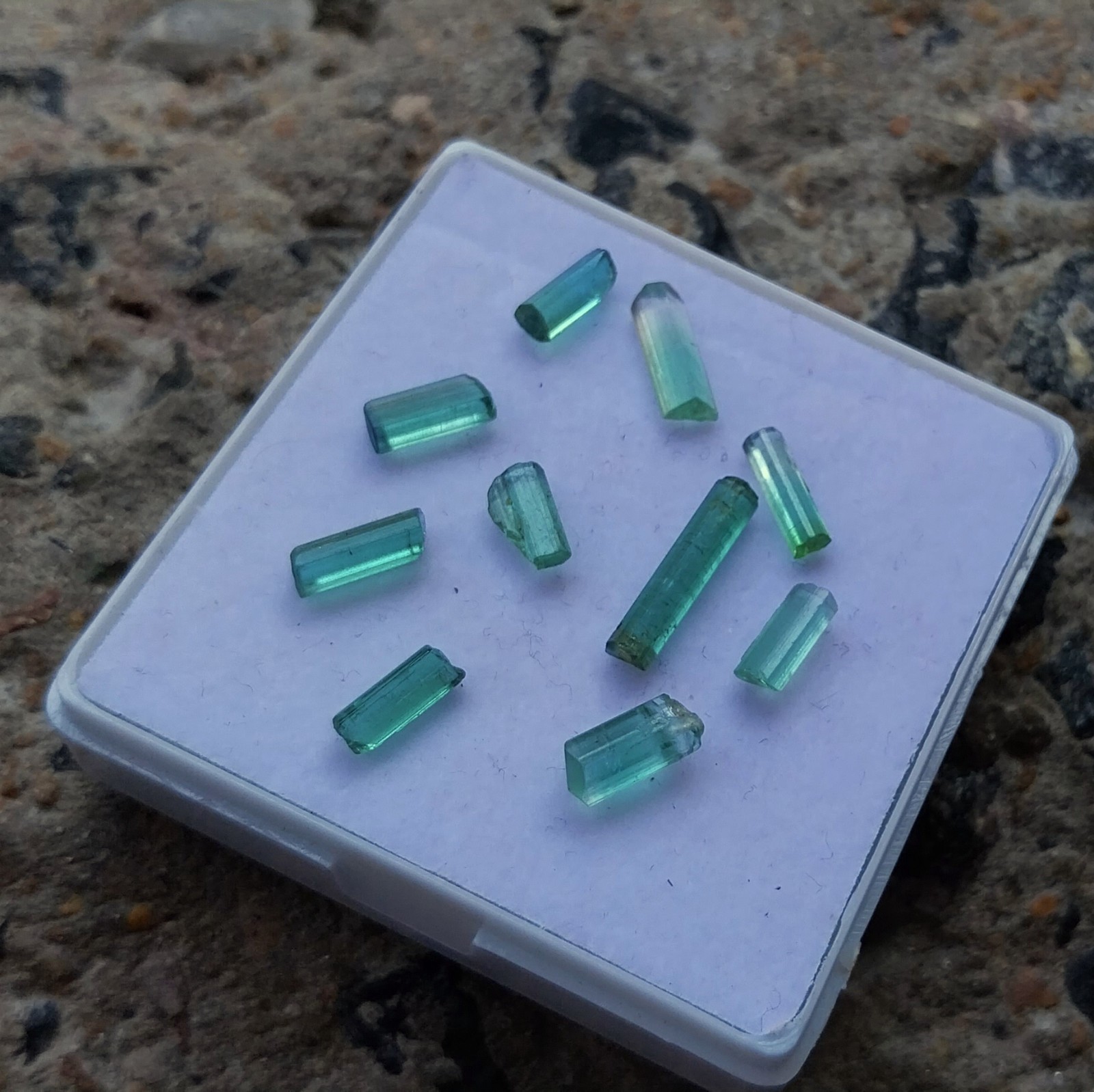8.5 Ct 7 to 14.5 MM Natural Blue Tourmaline RAW Rough Pencil 10 Piece Lot