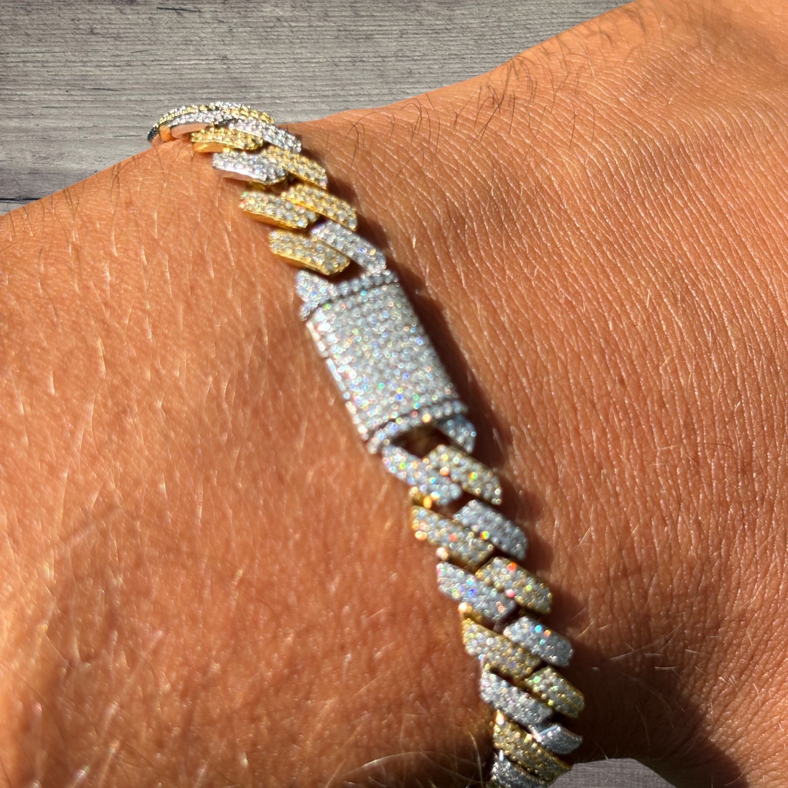 8mm Moissanite Cuban Prong Bracelet – 925 Sterling Silver or 14k Gold/Rose/Black