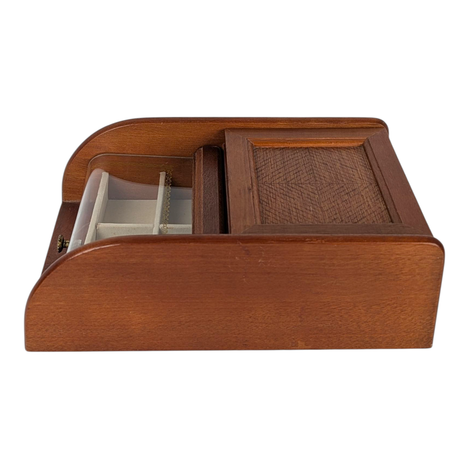 MCM Mid-Century Modern Vanity Table Top Jewelry Box – Wood With Acrylic Top