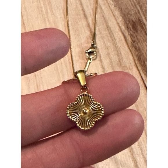 Gold Plated 18K Stainless Steel Initial Z Mother Of Pearl Pendant 18″ Necklace